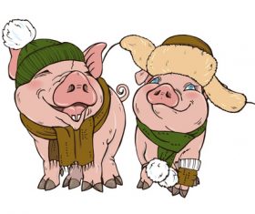 Funny pig illustration design cartoon vector 10