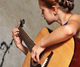 Girl guitar musical performance Stock Photo 02