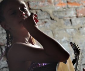 Girl guitar musical performance Stock Photo 03