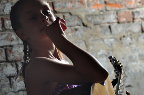 Girl guitar musical performance Stock Photo 03
