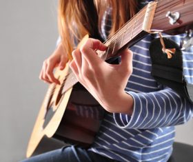 Girl guitar musical performance Stock Photo 04