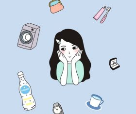 Girl minimalistic cartoon illustration vector