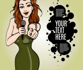 Girl sing vector background 01