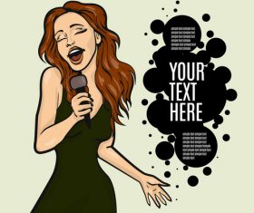 Girl sing vector background 02