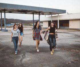 Girls who go out to play Stock Photo