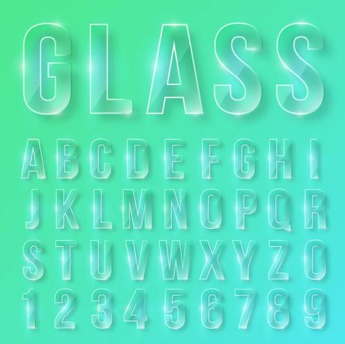 Glass alphabet with numbers vector