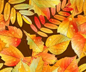 Golden autumn leaves pattern seamless vectors 03