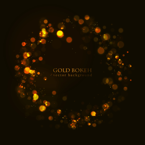 Golden bokeh vector background 02
