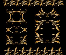 Golden floral ornament elements design vectors 02