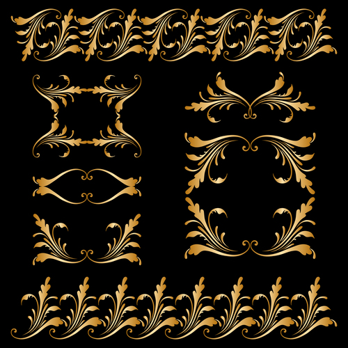 Golden borders with ornament design vector 02
