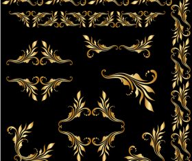 Golden borders with ornament design vector 03