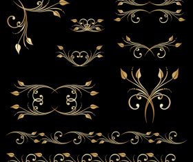 Golden borders with ornament design vector 04