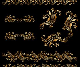 Golden borders with ornament design vector 05