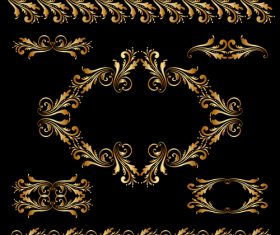Golden floral ornament elements design vectors 06
