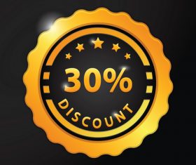 Golden discount badge vector material