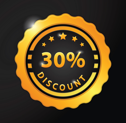 Golden discount badge vector material