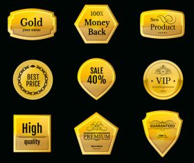 Golden discount badge vector set