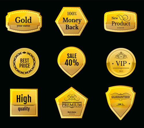 Golden discount badge vector set