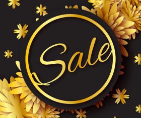 Golden flower with sale background vector 01