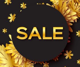Golden flower with sale background vector 02