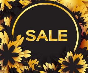 Golden flower with sale background vector 03