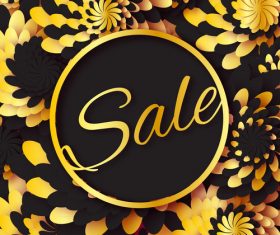 Golden flower with sale background vector 04
