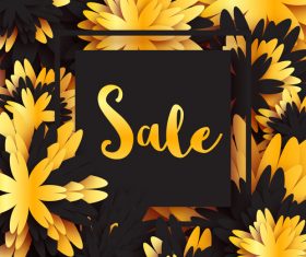 Golden flower with sale background vector 05