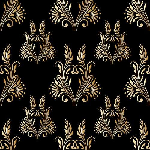 Golden ornament seamless vector pattern 01