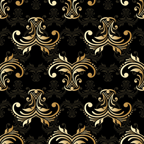 Golden ornament seamless vector pattern 02