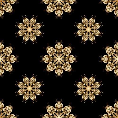 Golden ornament seamless vector pattern 03