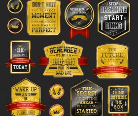 Golden with black labels design set vector