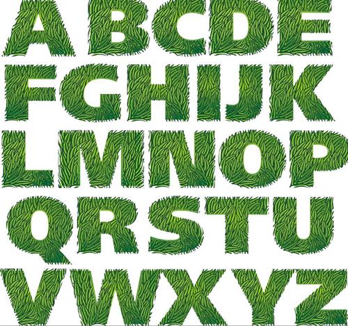Green alphabet fonts vector design