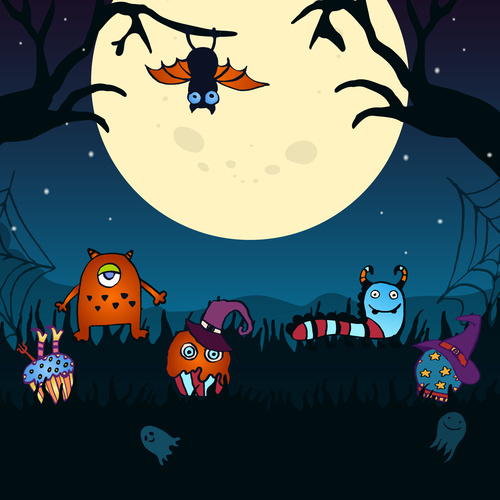 Halloween monsters creative design vector 01