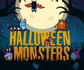 Halloween monsters creative design vector 02