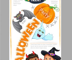 Halloween party design with cute kids invitation flyer vector