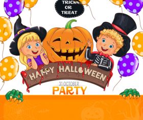 Halloween party design with cute kids vector