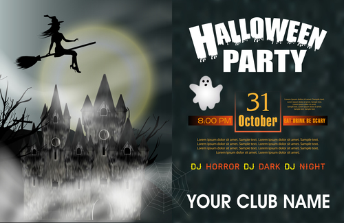 Halloween party night poster vectors 01
