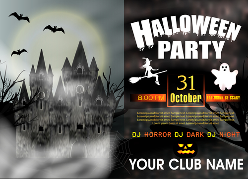 Halloween party night poster vectors 02