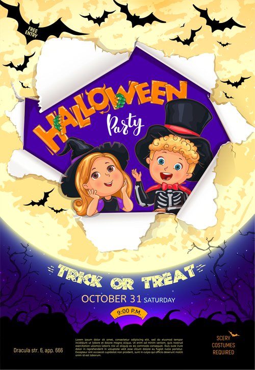 Halloween party poster design vectors
