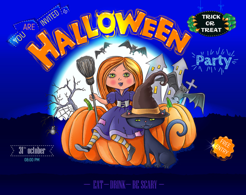 Halloween party poster ready design vector