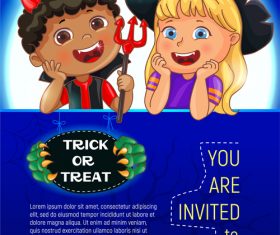 Halloween poster template with kids vector