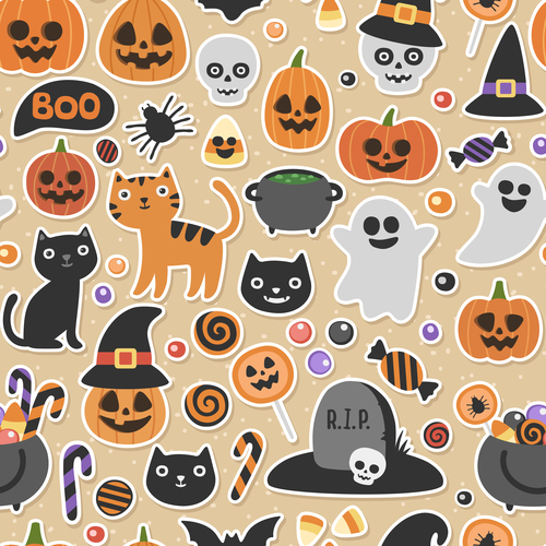 Halloween seamless pattern vector design 06
