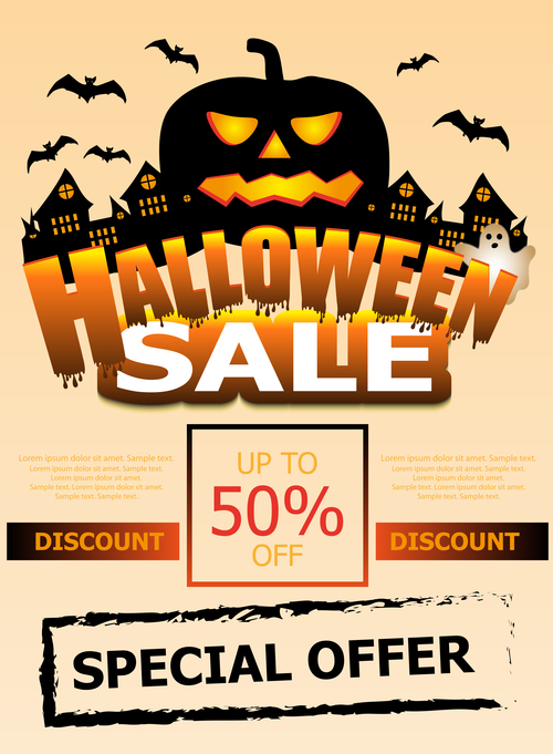 Halloween special offer sale poster vector 02