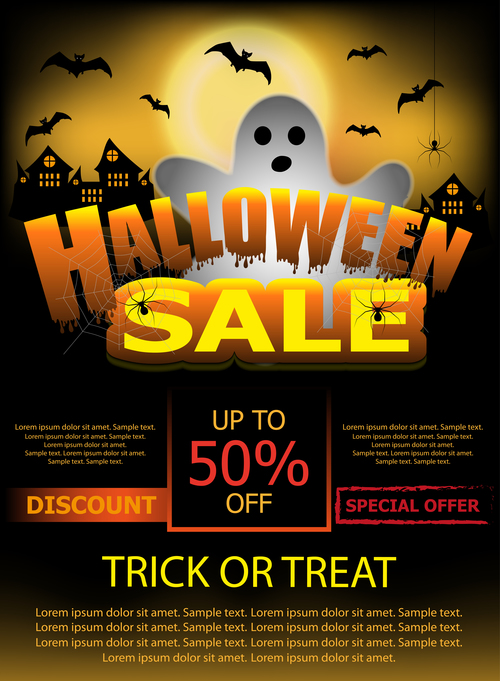 Halloween special offer sale poster vector 03