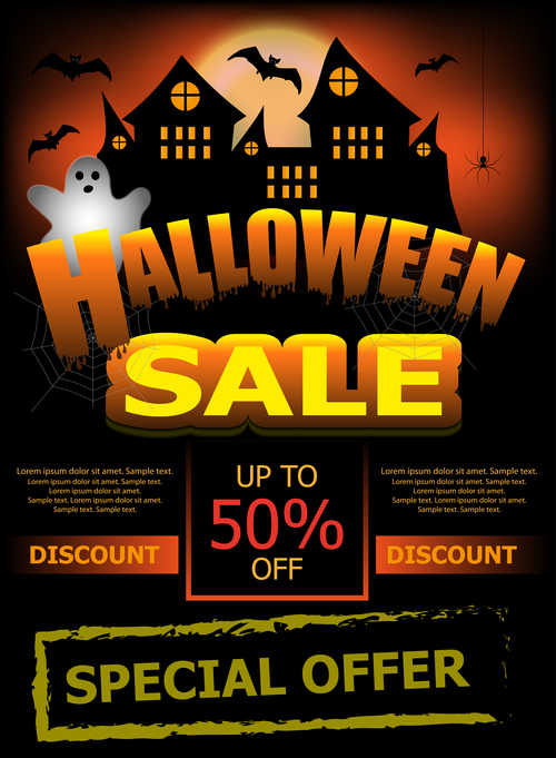 Halloween special offer sale poster vector 04