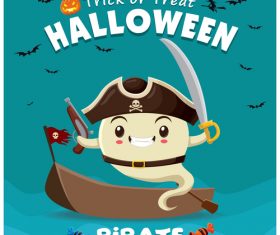 Halloween template with cute monster vectors 01