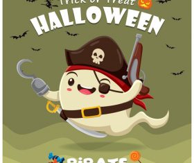 Halloween template with cute monster vectors 02