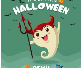 Halloween template with cute monster vectors 03