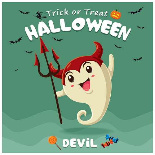 Halloween template with cute monster vectors 03