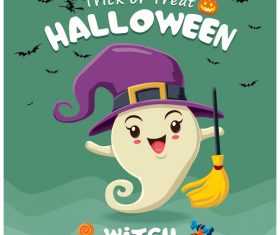 Halloween template with cute monster vectors 04